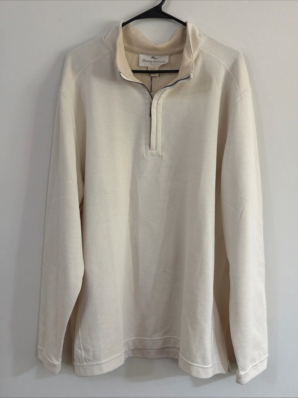 NWT Tommy Bahama Mens XL Switch It Up Reversible Half Zip Pullover Coconut Cream